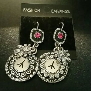 Peace Earrings  w/ red stones